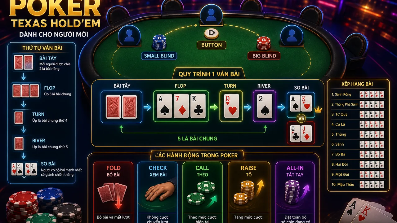 Bàn poker cho người mới: mu88 hướng dẫn poker bàn cơ bản tại Việt Nam